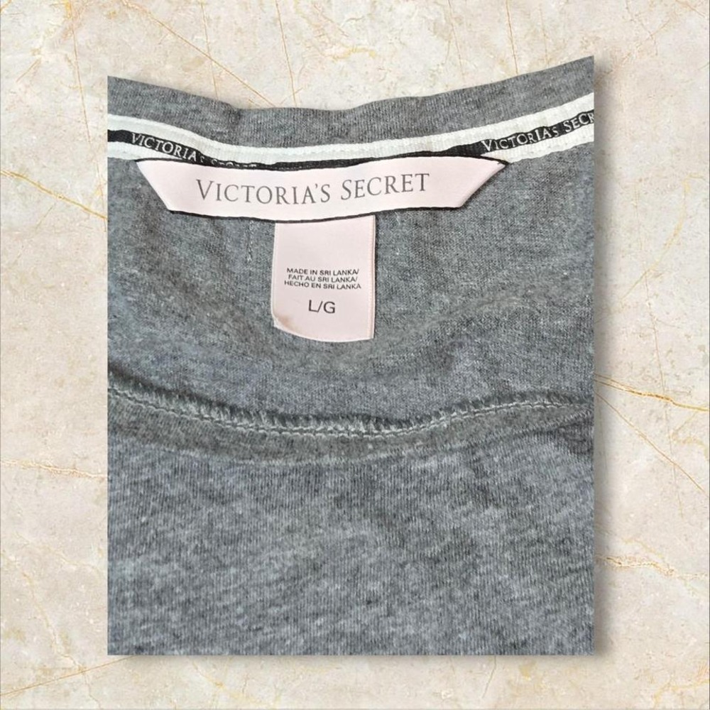 Victorias Secret Good Morning Angels Pajama Tank Top Gray Pink L Large - Picture 3 of 7